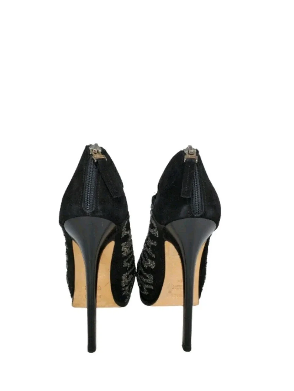 Fendi Crystal Embellished Black Suede Platform Ankle Booties